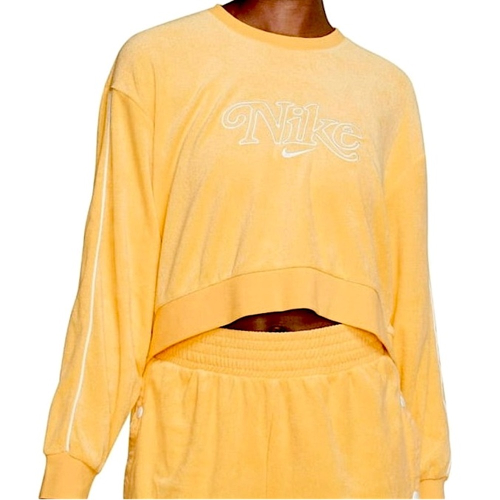 Nike Terry cloth Yellow Cropped Crewneck